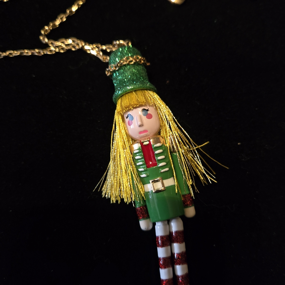 Betsey Johnson Green and Gold Nutcracker Necklace